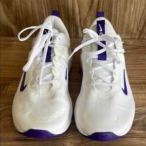 New without box and defective woman Nike White Sneakers with Purple Accents